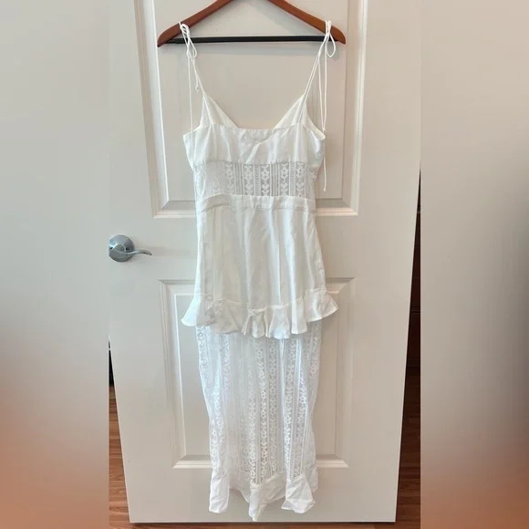 life of love white floral lace short sleeve maxi dress LoveShackFancy Skylight Blue Theodore Dress 6 main image 1